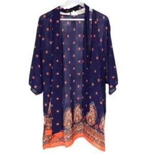 Lularoe Daphne Overlay Medium Pretty Navy Dipped Style Boho Print